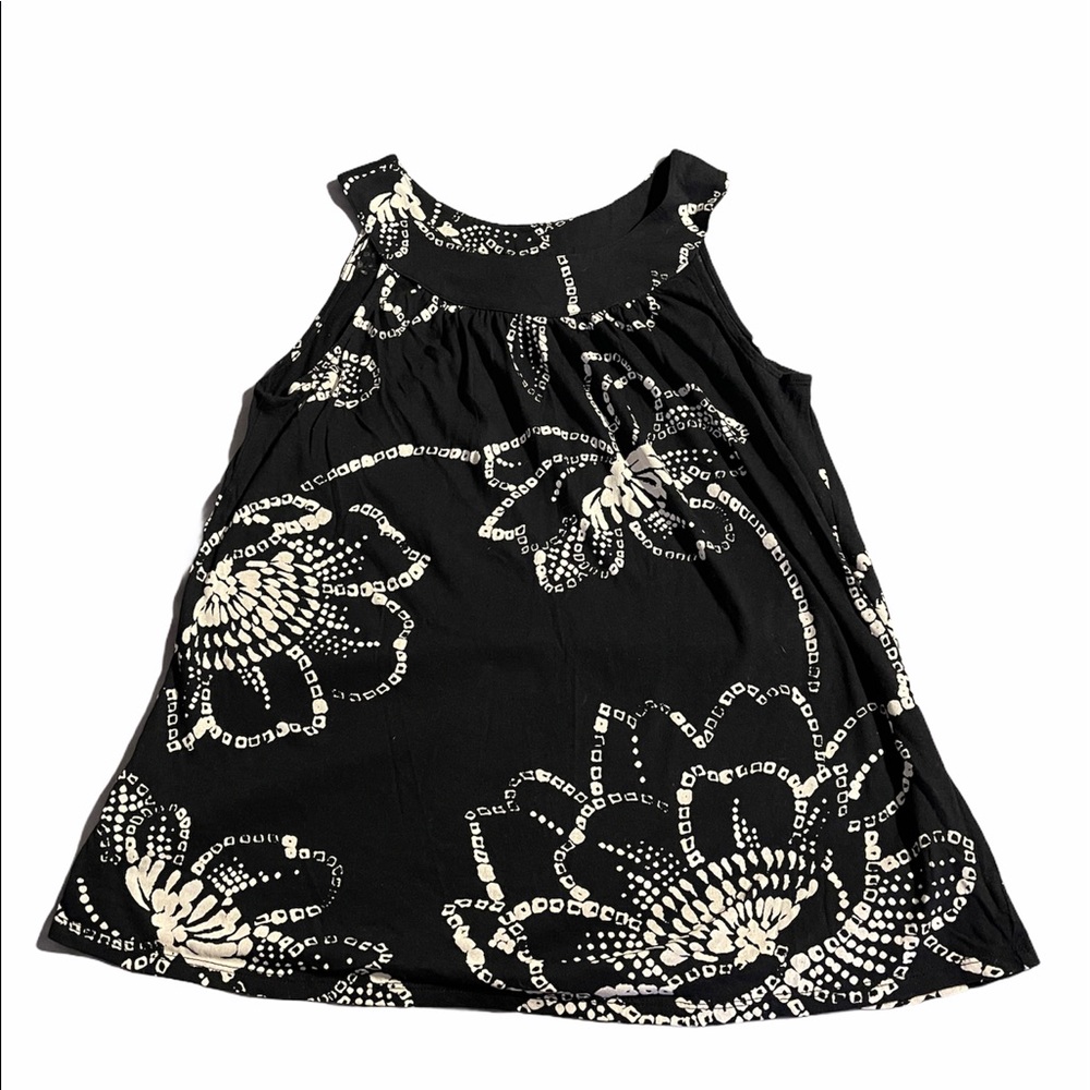 Express Black and Cream Flowered Tank Top